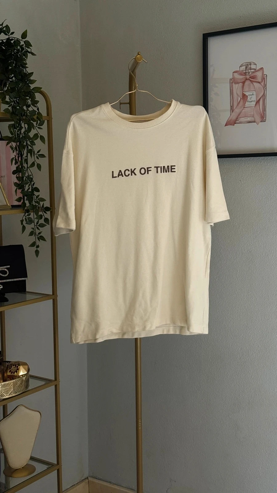 Linda T-Shirt Bege / Creme "Lack of Time" • M • TN274